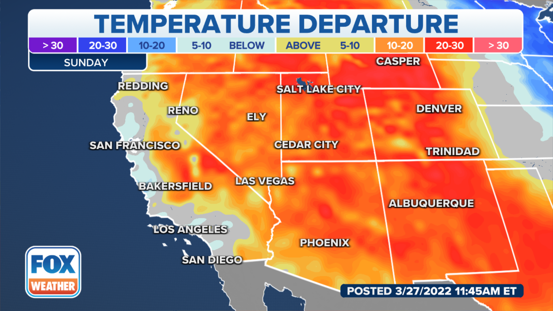 Records could be broken Sunday as temperatures soar in the West Fox Weather